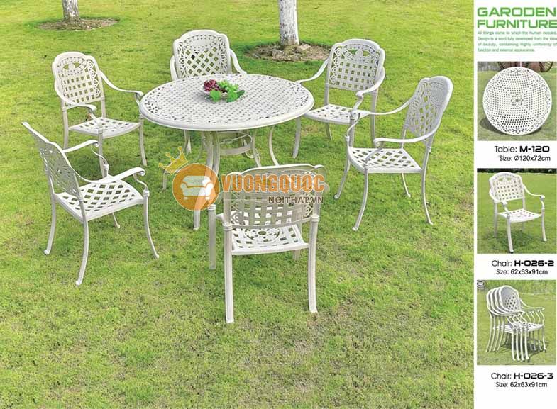 Bộ bàn ghế ngoài trời màu trắng ZX M120H0262-1